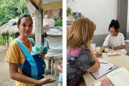 Mutter mit Trage für Frühchen & Gebet für die Patientinnen