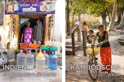 Ernährung & Bildung Indien / WASH Kambodscha