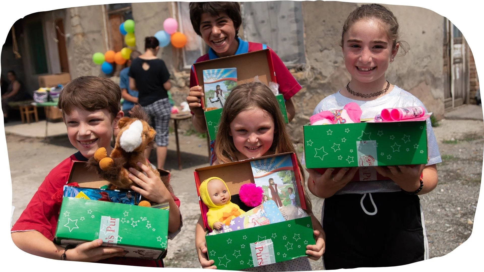 Schuhkartonverteilung im Sommer