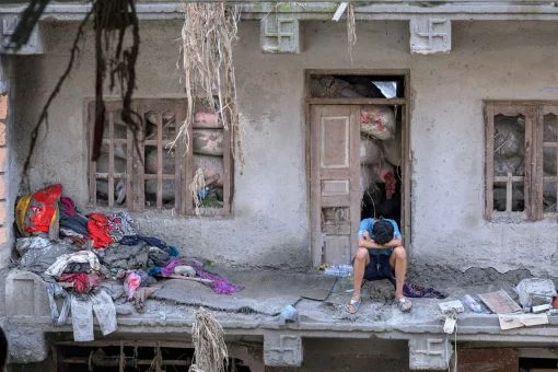 Zerstörtes Zuhause in Nepal