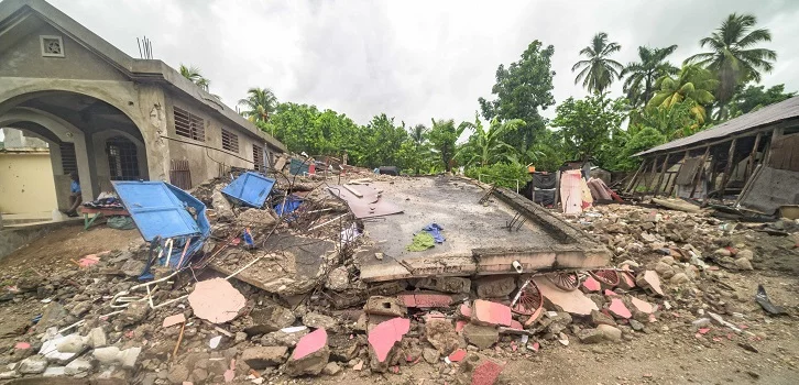 Überblicksbild der Zerstörungen nach dem Erdbeben in Haiti