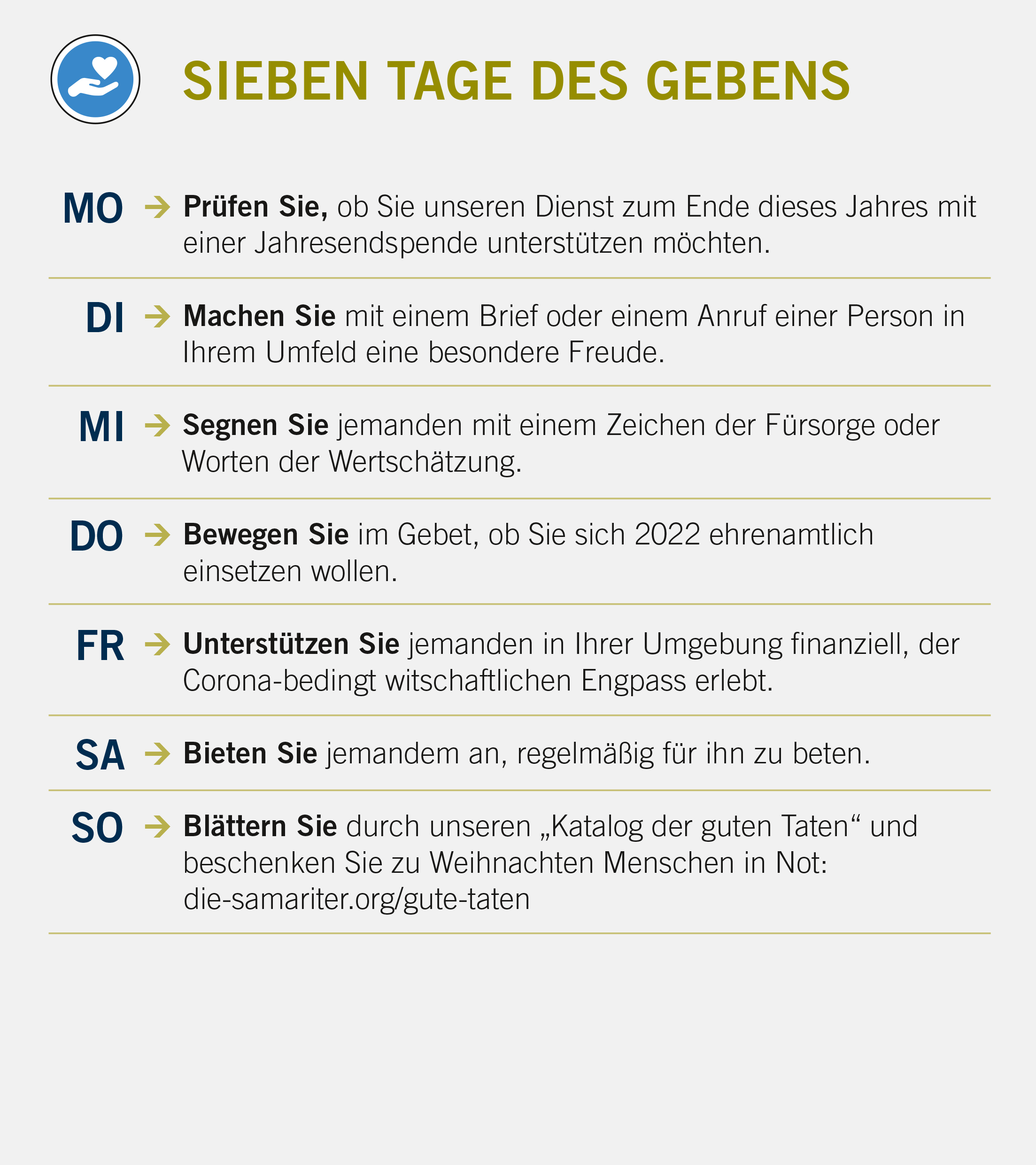 7 Tage des Gebens mit Samaritan's Purse