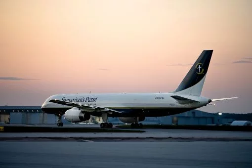 Unser Frachtflugzeug auf dem Weg in den Gazastreifen
