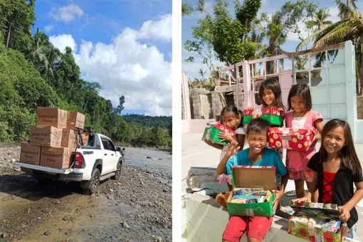 Schuhkartons erreichen abgelegene Regionen
