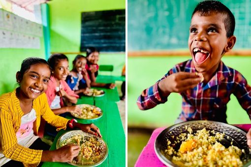 Schüler in Sri Lanka beim Mittagessen Schüler in Sri Lanka beim Mittagessen