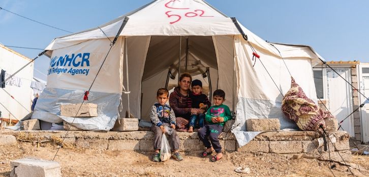 Zelt im Flüchtlingslager im Irak
